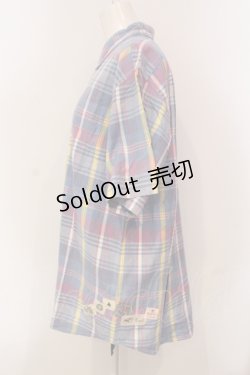 画像2: Karl Helmut / マドラスチェック半袖シャツ M ブルー系 O-25-05-31-029-EL-BL-OW-OS