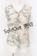 【SALE】PINK HOUSE / ラッフルフリルシフォンノースリーブトップス  クロ O-25-05-31-031-LO-TO-OW-ZT374