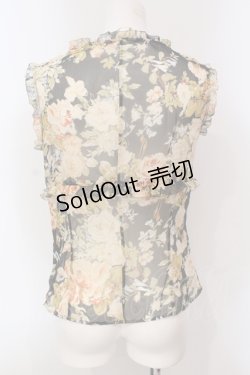 画像3: 【SALE】PINK HOUSE / ラッフルフリルシフォンノースリーブトップス  クロ O-25-05-31-031-LO-TO-OW-ZT374