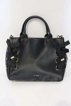 画像1: m petit by misako / AMレースアップ 2WAY トートバッグ  クロ O-25-06-03-036-LO-BG-IG-OS