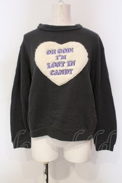 画像1: Candy Stripper / LOST IN CANDYワッペントレーナー  チャコールグレー O-25-06-03-005-PU-TO-OW-OS