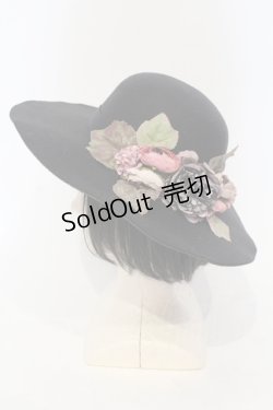 画像1: axes femme / フラワーブーケつば広帽  クロ O-25-06-03-043-AX-AC-IG-OS