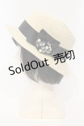 axes femme / ビジューリボンストローハット  ナチュラル×クロ O-25-06-03-044-AX-AC-IG-ZT-K011