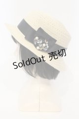 axes femme / ビジューリボンストローハット  ナチュラル×クロ O-25-06-03-044-AX-AC-IG-ZT-K011