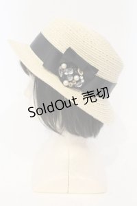 axes femme / ビジューリボンストローハット  ナチュラル×クロ O-25-06-03-044-AX-AC-IG-ZT-K011