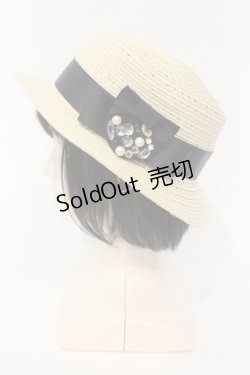 画像1: axes femme / ビジューリボンストローハット  ナチュラル×クロ O-25-06-03-044-AX-AC-IG-ZT-K011