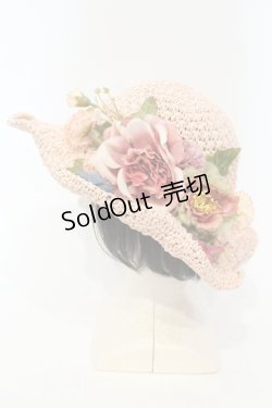 画像1: axes femme / 造花ストローハット  ピンク O-25-06-03-045-AX-AC-IG-OS