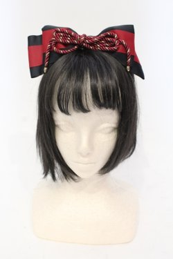 画像1: Amavel / おもひでの玩具箱和風リボンカチューシャ  クロ×ワイン O-25-06-03-051-CA-AC-IG-OS