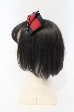 画像3: Amavel / おもひでの玩具箱和風リボンカチューシャ  クロ×ワイン O-25-06-03-051-CA-AC-IG-OS
