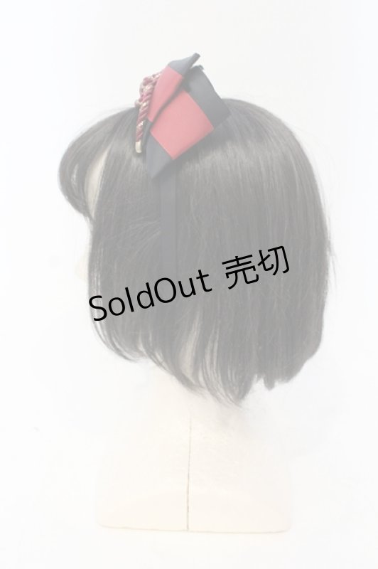 画像3: Amavel / おもひでの玩具箱和風リボンカチューシャ  クロ×ワイン O-25-06-03-051-CA-AC-IG-ZT208-F001 (3)