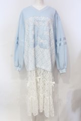 Candy Stripper / UNIFORM LAYERED DRESS  サックス×ホワイト O-25-06-03-007-PU-OP-OW-OS