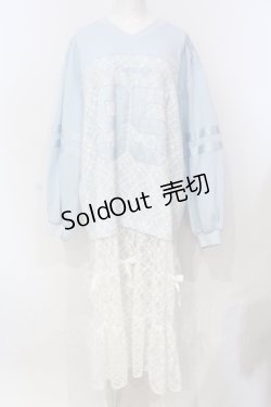 画像1: Candy Stripper / UNIFORM LAYERED DRESS  サックス×ホワイト O-25-06-03-007-PU-OP-OW-OS