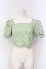 画像1: Candy Stripper / INY FLOWER PUFF SLEEVE トップス  グリーン O-25-06-03-009-PU-TO-OW-ZT353 (1)