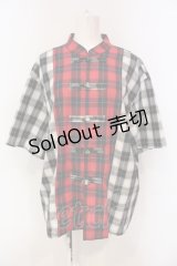 Candy Stripper / CHECK COMBINED CHINA SHIRT  レッド×ブラック O-25-06-03-013-PU-TO-OW-ZY