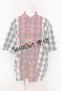 Candy Stripper / CHECK COMBINED CHINA SHIRT  レッド×ブラック O-25-06-03-013-PU-TO-OW-ZY
