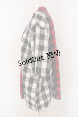 画像2: Candy Stripper / CHECK COMBINED CHINA SHIRT  レッド×ブラック O-25-06-03-013-PU-TO-OW-ZY
