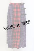 Candy Stripper / CHECK BLOCKING PLEATS スカート  レッド×ネイビー O-25-06-03-009-PU-SK-OW-OS