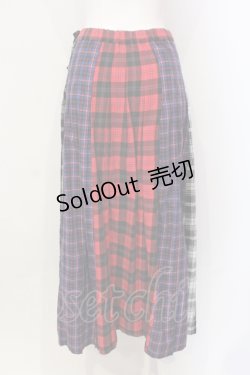 画像3: Candy Stripper / CHECK BLOCKING PLEATS スカート  レッド×ネイビー O-25-06-03-009-PU-SK-OW-OS