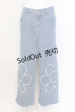 画像1: Candy Stripper / BE MY FLOWER DENIM パンツ  ブルー O-25-06-03-022-PU-PA-OW-ZY