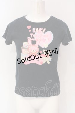 画像1: BABY,THE STARS SHINE BRIGHT / うさくみゃプリントＴシャツ  クロ O-25-06-07-031-BA-TO-OW-OS