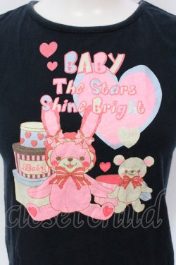画像2: BABY,THE STARS SHINE BRIGHT / うさくみゃプリントＴシャツ  クロ O-25-06-07-031-BA-TO-OW-OS