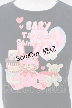 画像2: BABY,THE STARS SHINE BRIGHT / うさくみゃプリントＴシャツ  クロ O-25-06-07-031-BA-TO-OW-OS