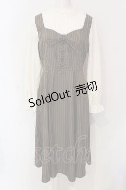画像1: axes femme / レースアップストライプワンピース F ブラウン O-25-06-07-035-AX-OP-OW-OS