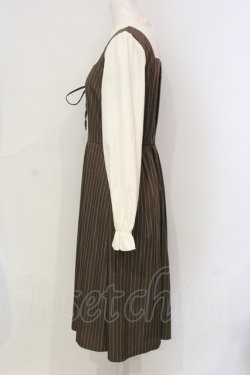画像3: axes femme / レースアップストライプワンピース F ブラウン O-25-06-07-035-AX-OP-OW-OS