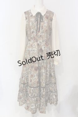 画像1: axes femme / クラシカルフラワーワンピース/ミュルーズ染織美術館コラボ F ブラウン O-25-06-07-047-AX-OP-IG-ZT145