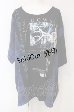 画像1: SEX POT ReVeNGe / DOWNERプリント切り替えBIG Tシャツ F ブラックｘブルー O-25-06-07-050-SP-OP-YM-OS