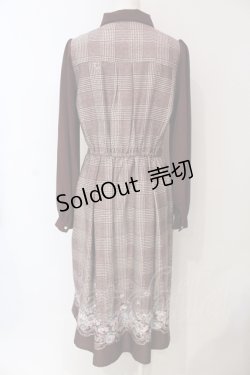 画像3: axes femme / グレンチェック花柄ワンピース M ワイン O-25-06-07-059-AX-OP-YM-OS