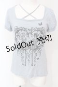 PEACE NOW / ガールプリントクロスTシャツ M ブルー O-25-06-07-061-PU-TS-IG-OS