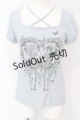 PEACE NOW / ガールプリントクロスTシャツ M ブルー O-25-06-07-061-PU-TS-IG-OS