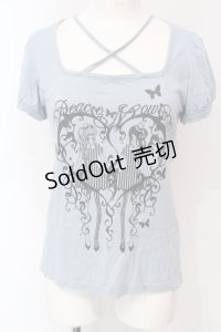 PEACE NOW / ガールプリントクロスTシャツ M ブルー O-25-06-07-061-PU-TS-IG-OS