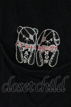 画像2: PEACE NOW / ぬいぐるみ刺繍ストライプ切り替えカットワンピース M ブラック×ホワイト O-25-06-07-064-PU-TO-IG-OS