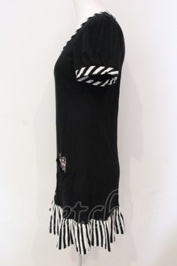 画像3: PEACE NOW / ぬいぐるみ刺繍ストライプ切り替えカットワンピース M ブラック×ホワイト O-25-06-07-064-PU-TO-IG-OS