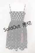 PEACE NOW / ドットリボンプリントシャーリングワンピース M ブラック×ホワイト×ピンク O-25-06-07-066-PU-OP-IG-ZS