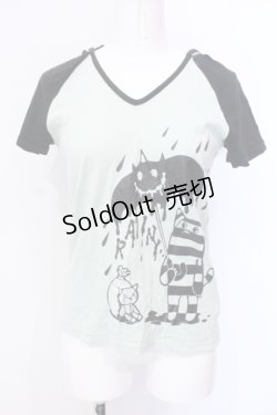 画像1: PEACE NOW / 猫アンブラレプリントフードTシャツ M ミント×ブラック O-25-06-07-069-PU-TO-IG-OS