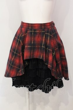 画像1: PEACE NOW / アシンメトリーティアードスカート M レッド×ブラック O-25-06-07-071-PU-SK-IG-OS