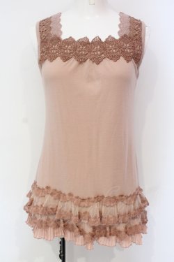画像1: axes femme / フリルティアードタンクトップ M ピンクベージュ O-25-06-07-011-AX-TO-IG-OS