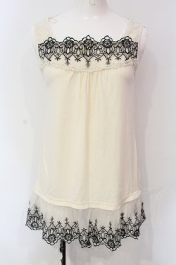 画像1: axes femme / 刺繍チュールレースタンクトップ M アイボリー O-25-06-07-012-AX-TO-IG-OS