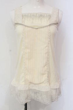 画像1: axes femme / シフォンタックチュールレースタンクトップ M アイボリー O-25-06-07-015-AX-TO-IG-OS