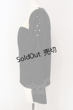 画像3: axes femme / パール付きバイカラープルオーバー M クロ×アイボリー O-25-06-07-020-AX-TO-IG-OS