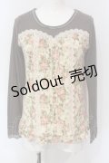 axes femme / ビスチェ風カットソー M チャコール×アイボリー O-25-06-07-024-AX-TO-IG-OS