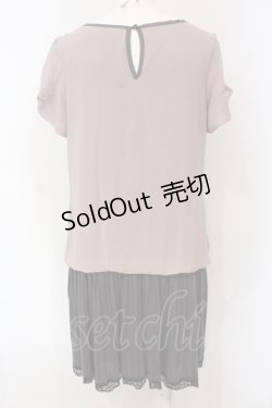 画像3: axes femme / レースリボンシフォン切り替えワンピース M チャコール×ピンクベージュ O-25-06-07-025-AX-OP-IG-OS