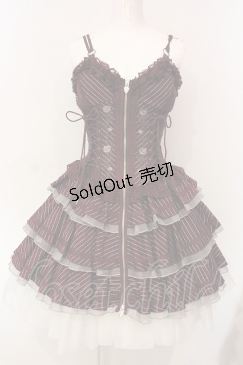 画像1: OZZ ANGELO / Stripe Rose ビスチェワンピース  ワイン O-25-06-09-034-OO-OP-IG-OS (1)