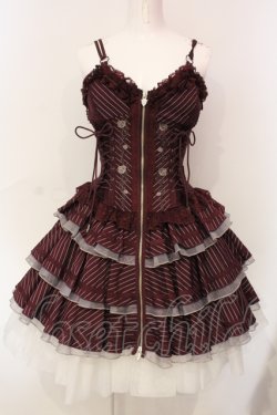 画像1: OZZ ANGELO / Stripe Rose ビスチェワンピース  ワイン O-25-06-09-034-OO-OP-IG-OS