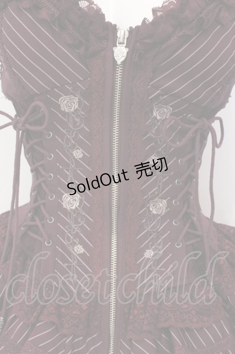 画像2: OZZ ANGELO / Stripe Rose ビスチェワンピース  ワイン O-25-06-09-034-OO-OP-IG-OS (2)