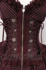 画像2: OZZ ANGELO / Stripe Rose ビスチェワンピース  ワイン O-25-06-09-034-OO-OP-IG-OS (2)