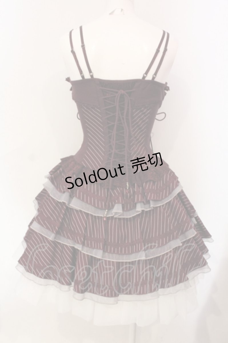 画像4: OZZ ANGELO / Stripe Rose ビスチェワンピース  ワイン O-25-06-09-034-OO-OP-IG-OS (4)